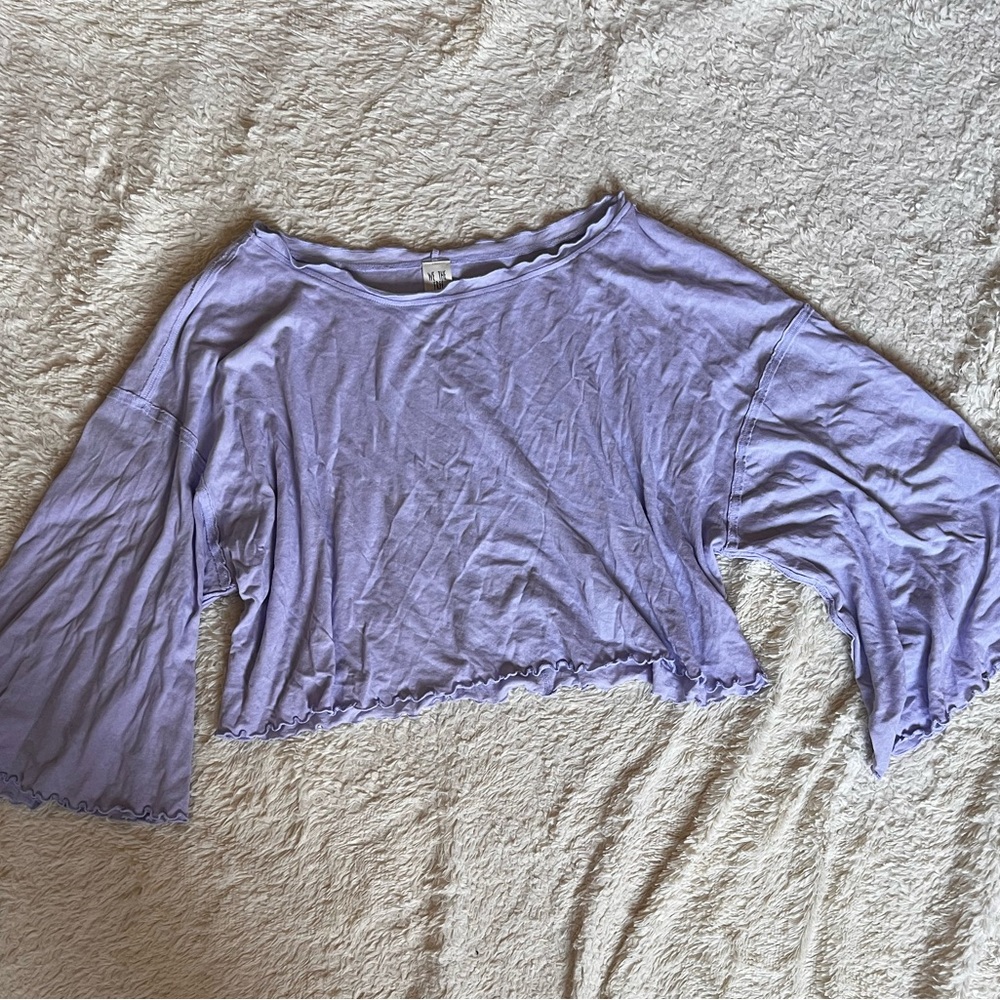 We The Free Lilac Bell Sleeve Blouse